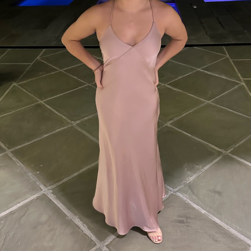 Light pink formal dress with an tie back